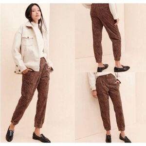 Anthropologie Corduroy Cheetah Print Jogger Pants XS Stretch